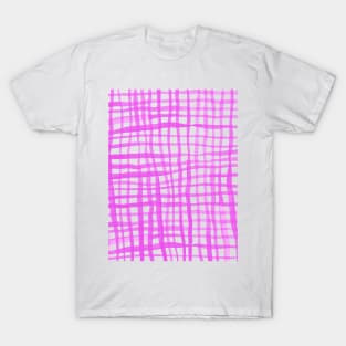 Watercolor doodle gingham - pink T-Shirt